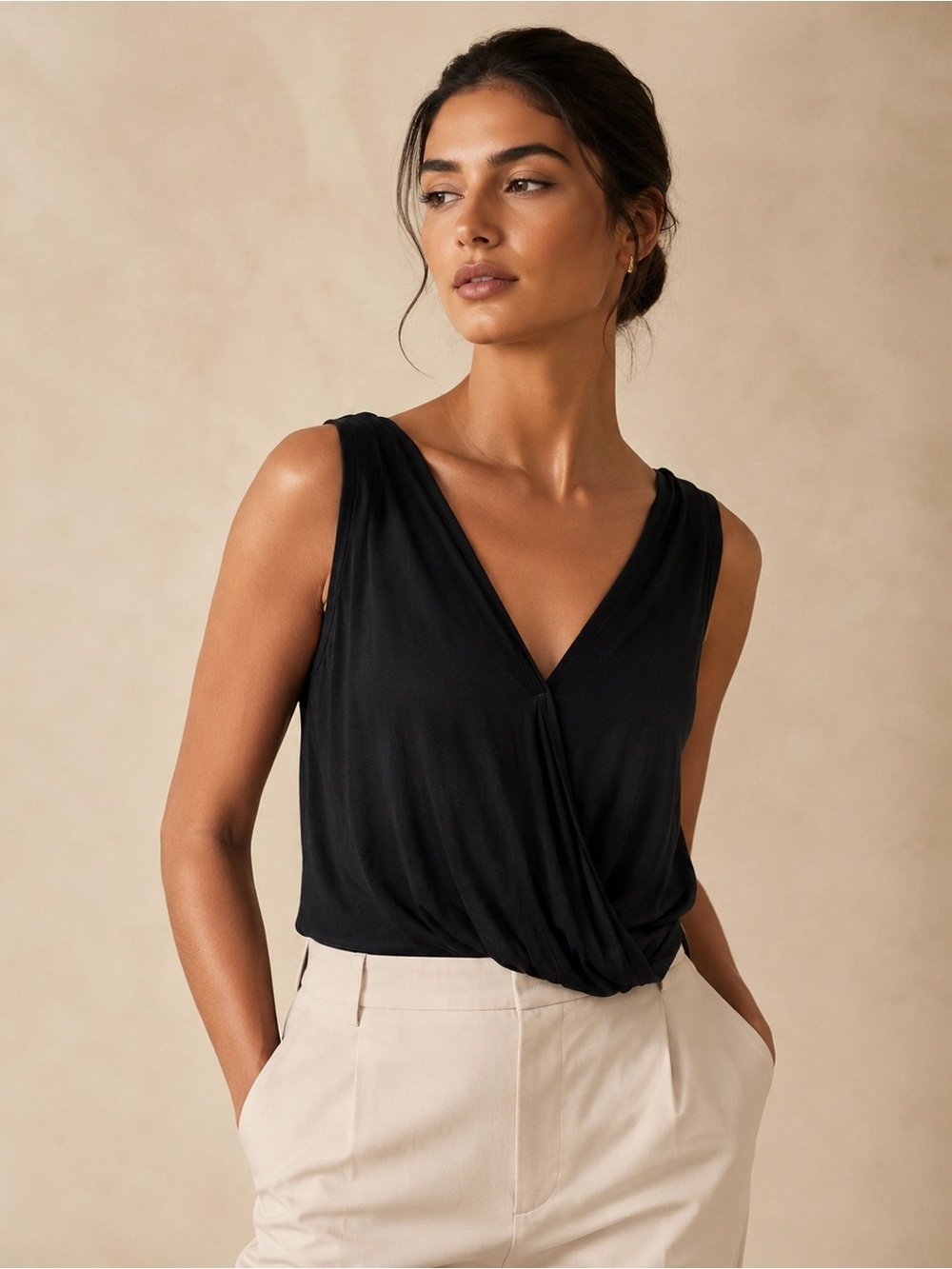 Atmosphere Black V-Neck Twist-Front Camisole